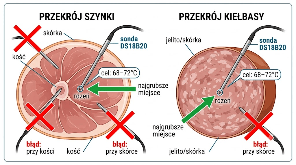 Temperatura wewnętrzna wędlin - tabela docelowa dla mięs, drobiu i ryb